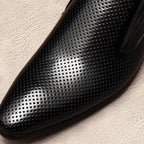 Men's Engraved Leather Dress Shoes: Stylish Pointed Toe Wedding Loafersyes