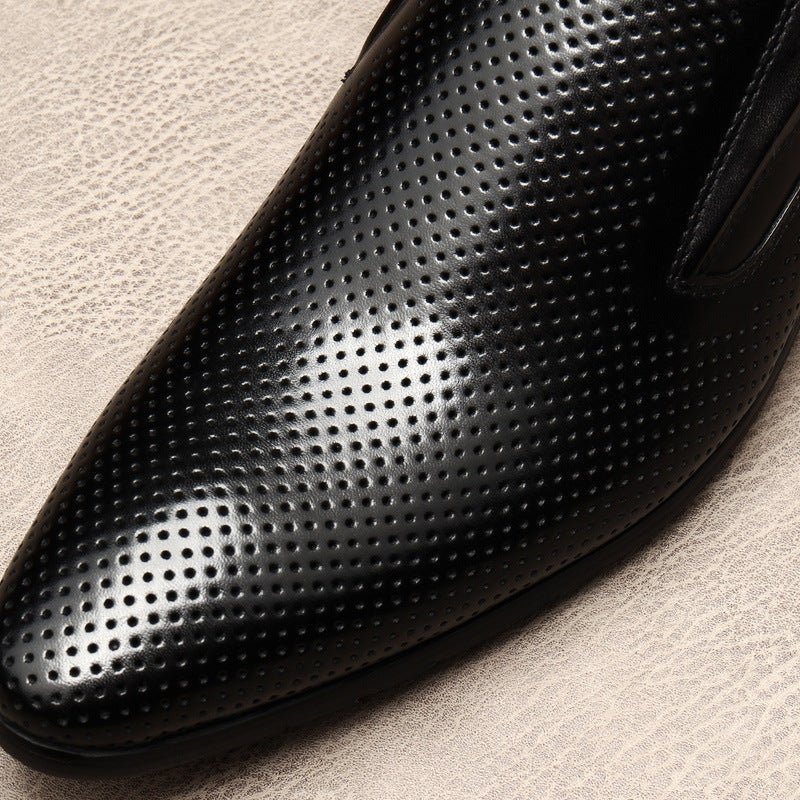 Men's Engraved Leather Dress Shoes: Stylish Pointed Toe Wedding Loafersyes