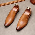 Men's Engraved Leather Dress Shoes: Stylish Pointed Toe Wedding Loafersyes