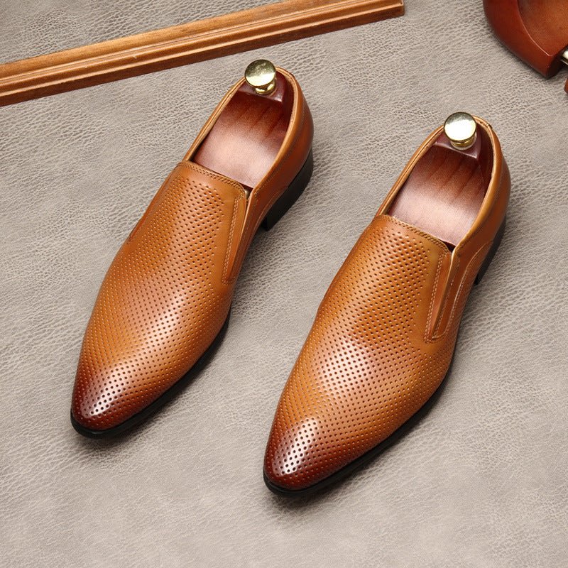 Men's Engraved Leather Dress Shoes: Stylish Pointed Toe Wedding Loafersyes