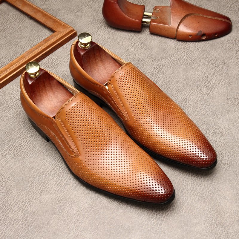 Men's Engraved Leather Dress Shoes: Stylish Pointed Toe Wedding Loafersyes