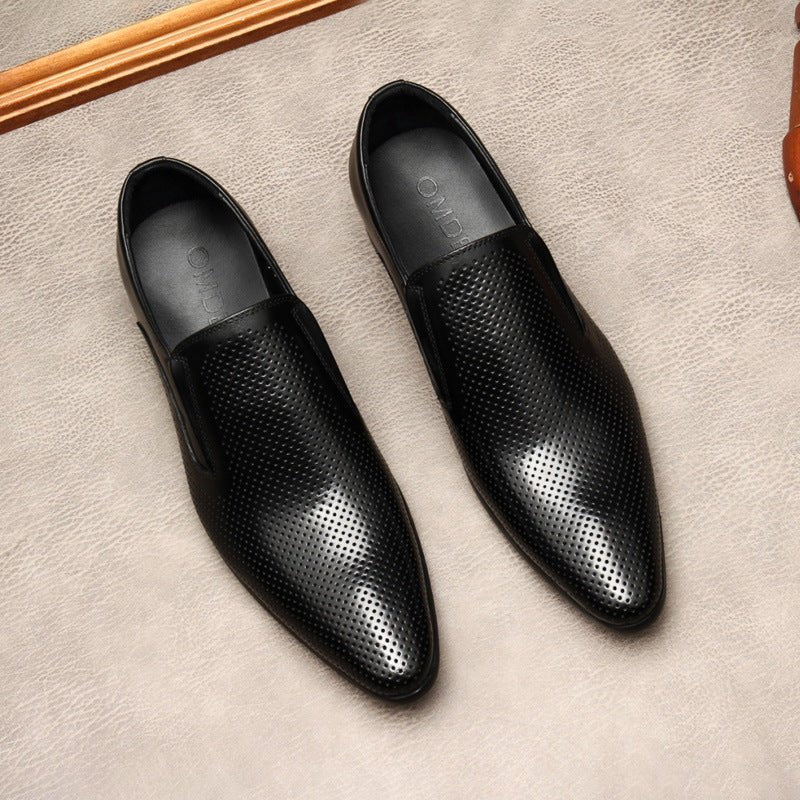 Men's Engraved Leather Dress Shoes: Stylish Pointed Toe Wedding Loafersyes