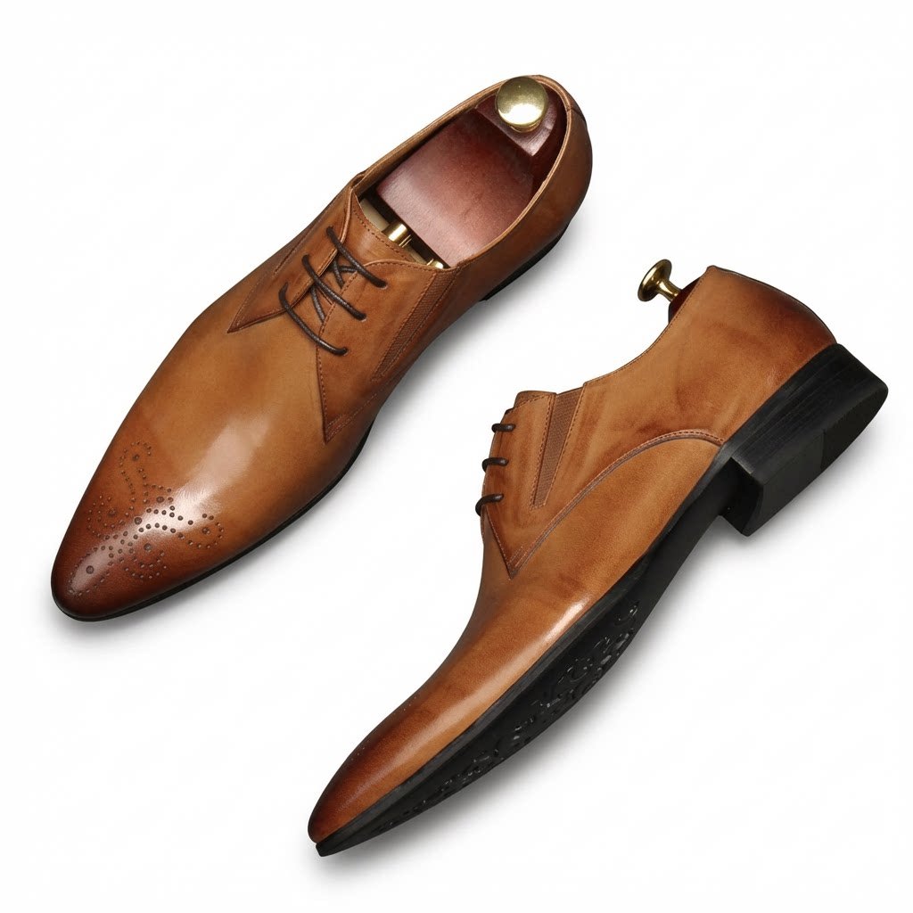 Men's Fashion Pointed Toe Derby: Elegant Groom Wedding Dress Shoesyes
