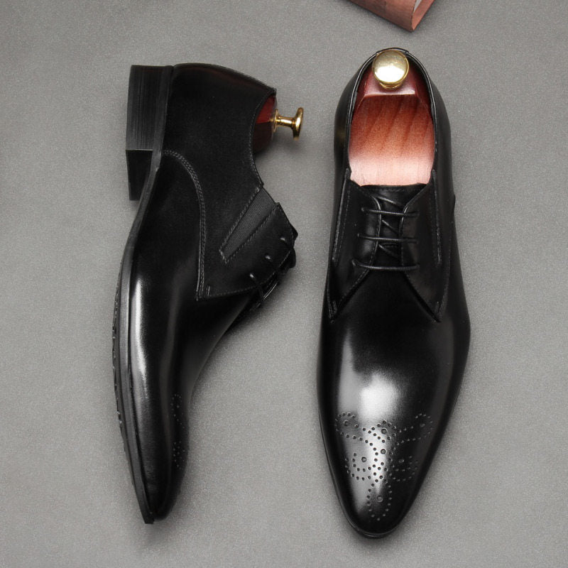 Men's Fashion Pointed Toe Derby: Elegant Groom Wedding Dress Shoesyes