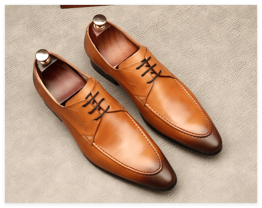 Men's Fashion Tan Derby Shoes: Vintage Hand - Patina Dress Shoesyes