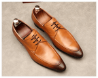 Men's Fashion Tan Derby Shoes: Vintage Hand - Patina Dress Shoesyes