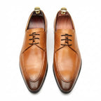 Men's Fashion Tan Derby Shoes: Vintage Hand - Patina Dress Shoesyes