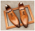 Men's Fashion Tan Derby Shoes: Vintage Hand - Patina Dress Shoesyes