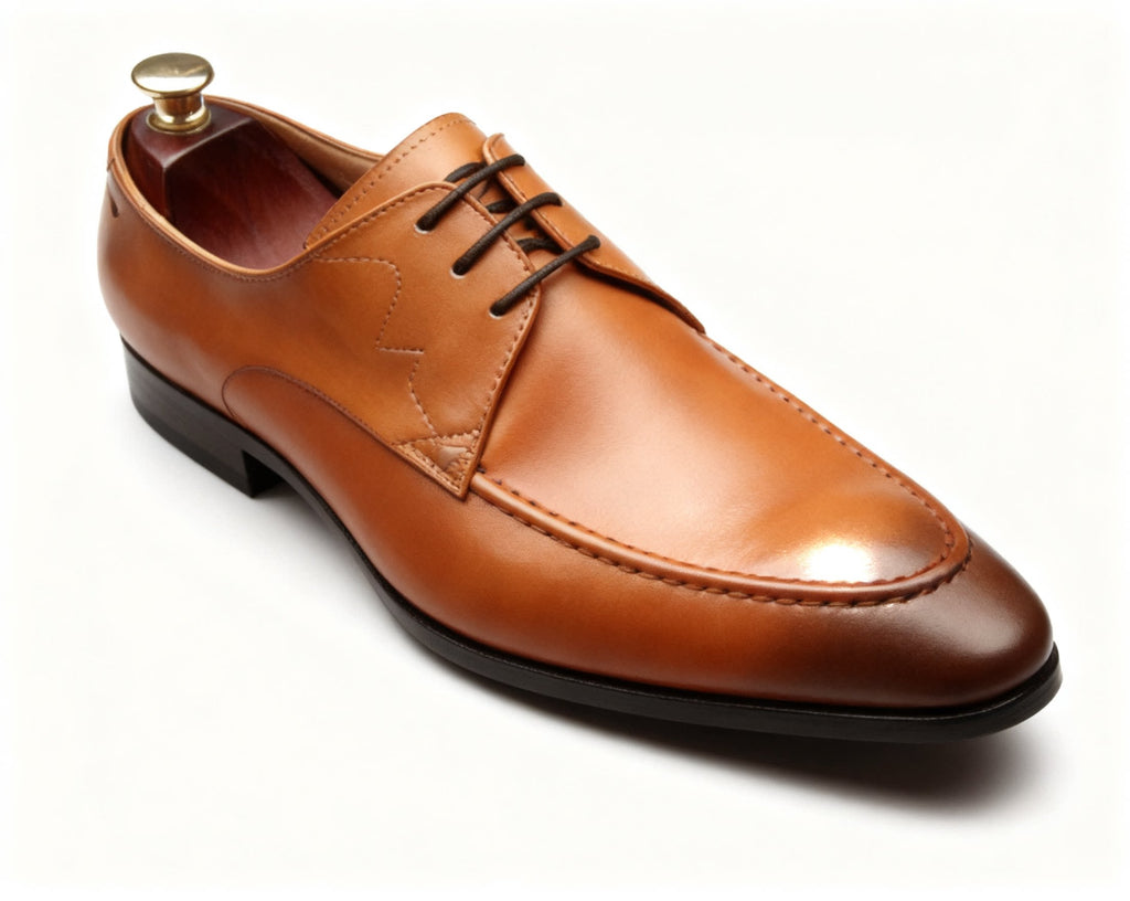 Men's Fashion Tan Derby Shoes: Vintage Hand - Patina Dress Shoesyes