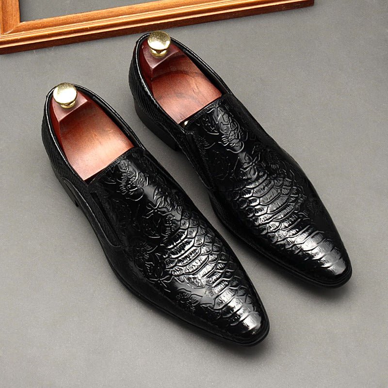 Men's Floral Embossed Dress Shoes: Stylish Pointed Toe Wedding Loafersyes