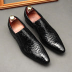 Men's Floral Embossed Dress Shoes: Stylish Pointed Toe Wedding Loafersyes