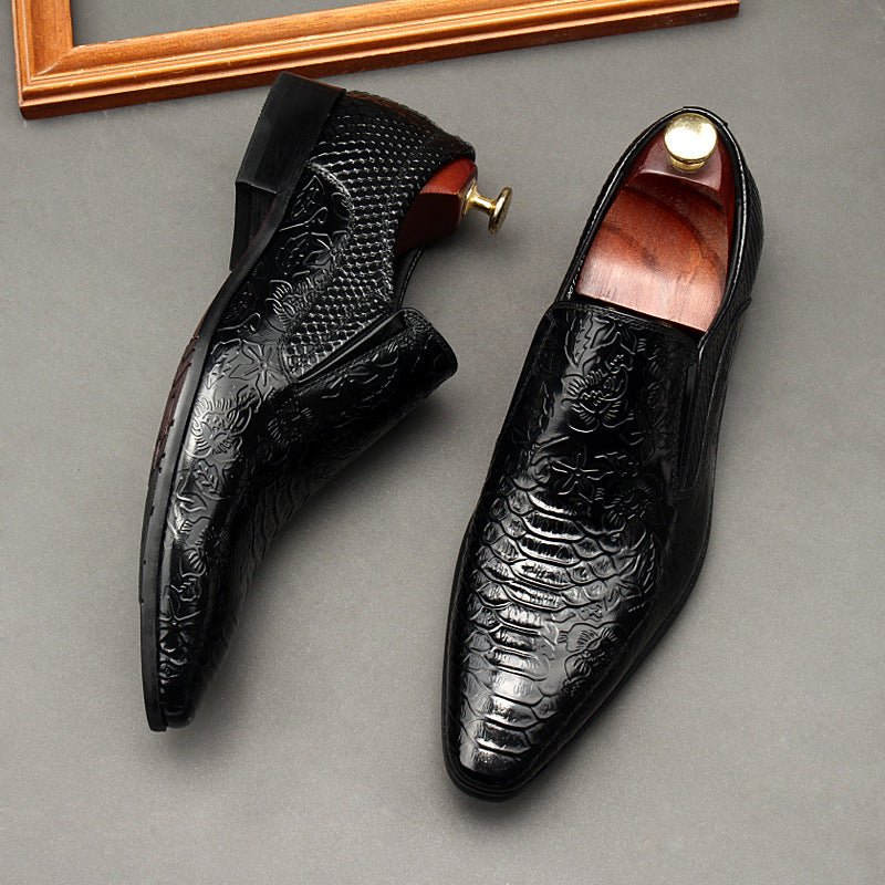 Men's Floral Embossed Dress Shoes: Stylish Pointed Toe Wedding Loafersyes