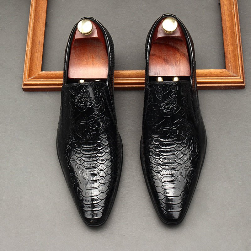 Men's Floral Embossed Dress Shoes: Stylish Pointed Toe Wedding Loafersyes