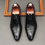 Men's Floral Embossed Dress Shoes: Stylish Pointed Toe Wedding Loafersyes