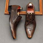 Men's Floral Embossed Dress Shoes: Stylish Pointed Toe Wedding Loafersyes