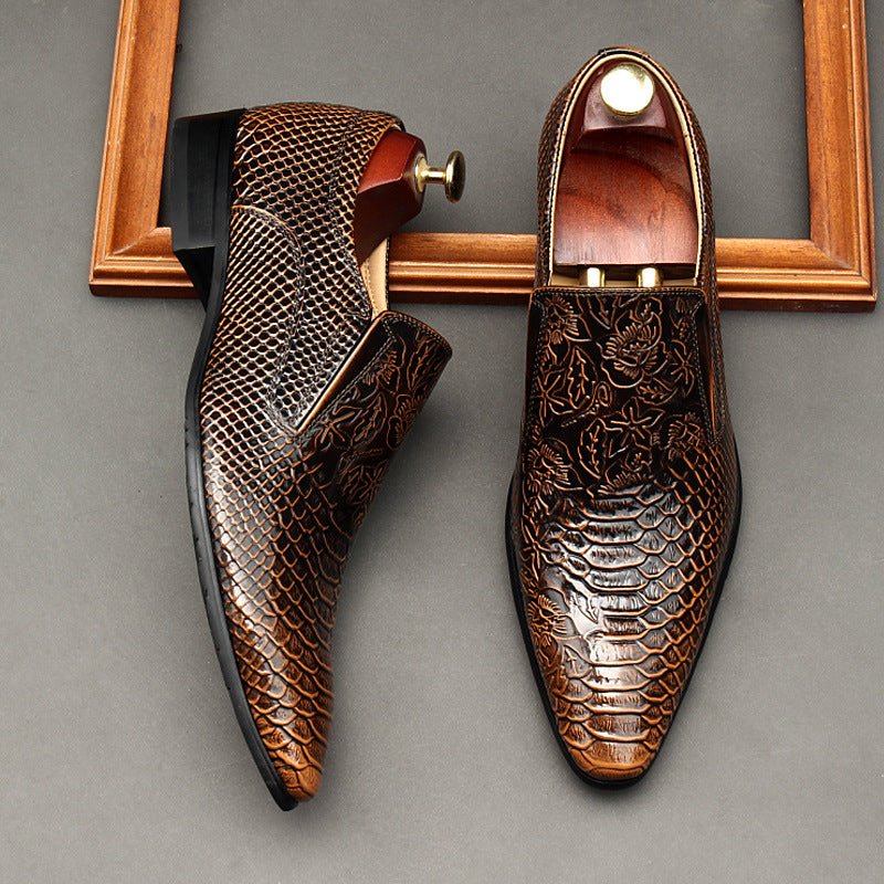 Men's Floral Embossed Dress Shoes: Stylish Pointed Toe Wedding Loafersyes