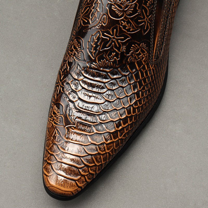 Men's Floral Embossed Dress Shoes: Stylish Pointed Toe Wedding Loafersyes