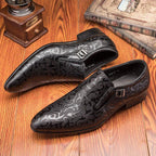 Men's Floral Embossed Dress Shoes: Stylish Pointed Toe Wedding Shoesyes