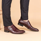 Men's Floral Embossed Dress Shoes: Stylish Pointed Toe Wedding Shoesyes