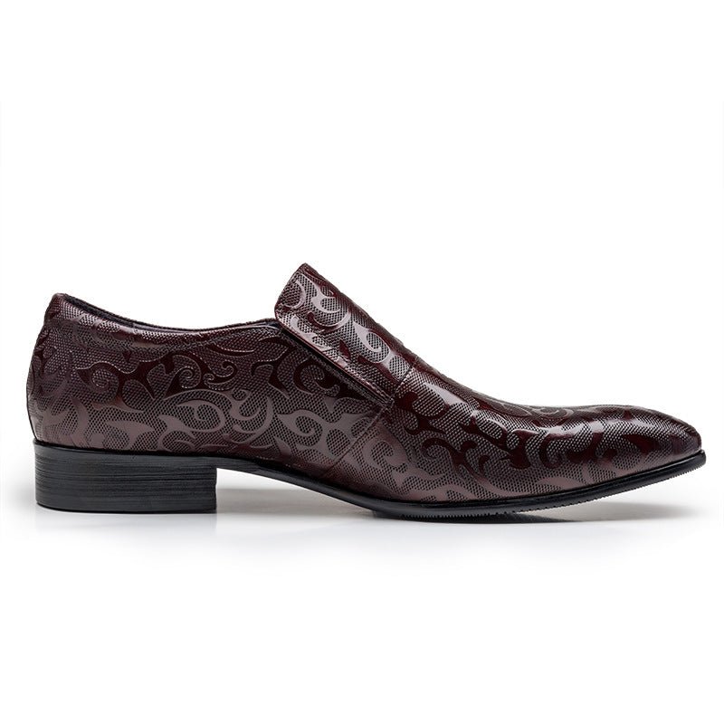 Men's Floral Embossed Dress Shoes: Stylish Pointed Toe Wedding Shoesyes