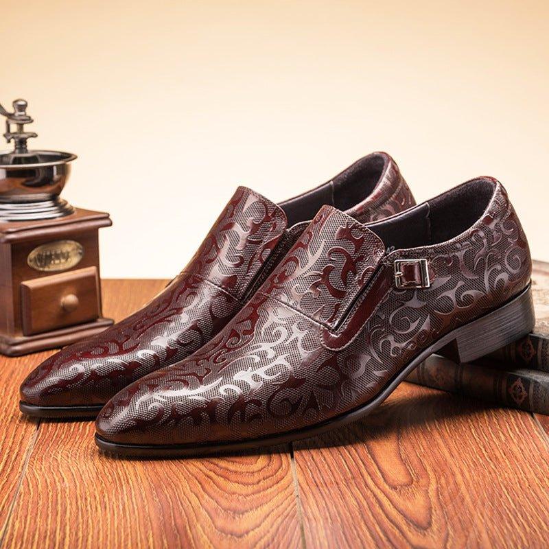 Men's Floral Embossed Dress Shoes: Stylish Pointed Toe Wedding Shoesyes