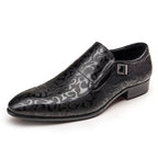 Men's Floral Embossed Dress Shoes: Stylish Pointed Toe Wedding Shoesyes