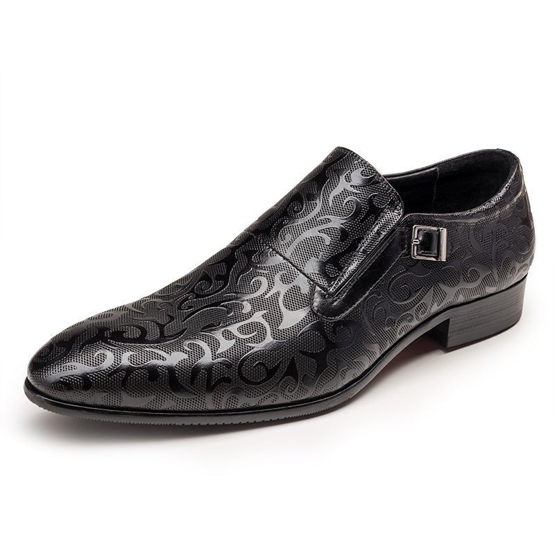 Men's Floral Embossed Dress Shoes: Stylish Pointed Toe Wedding Shoesyes