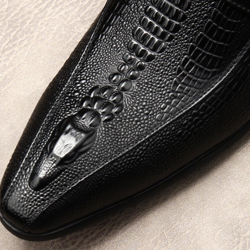 Men's Formal Croc Pattern Dress Loafers: Stylish Pointed Toe Wedding Shoesyes