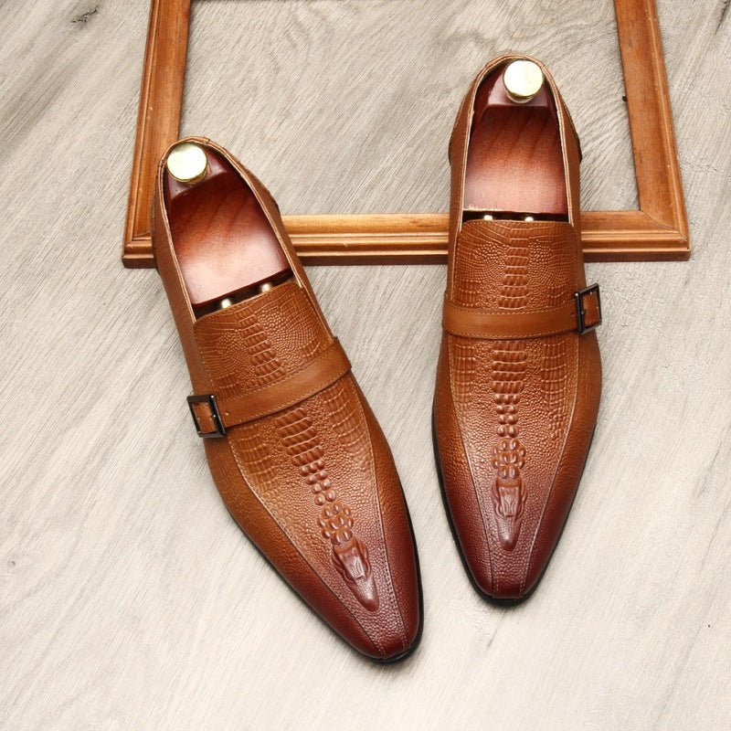 Men's Formal Croc Pattern Dress Loafers: Stylish Pointed Toe Wedding Shoesyes