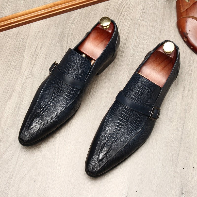 Men's Formal Croc Pattern Dress Loafers: Stylish Pointed Toe Wedding Shoesyes
