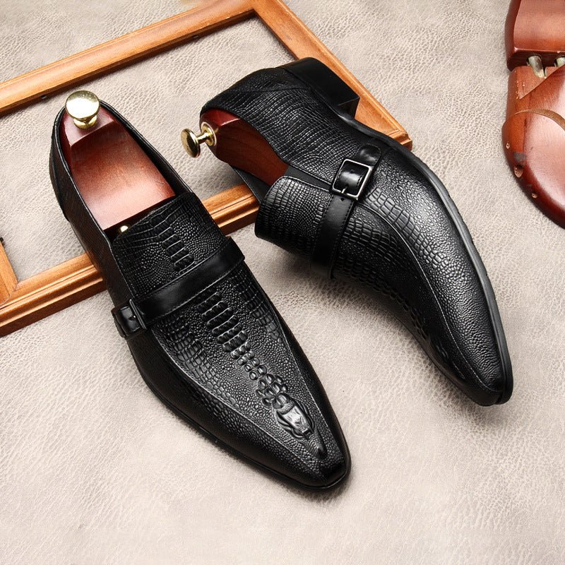 Men's Formal Croc Pattern Dress Loafers: Stylish Pointed Toe Wedding Shoesyes