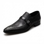 Men's Formal Croc Pattern Dress Loafers: Stylish Pointed Toe Wedding Shoesyes