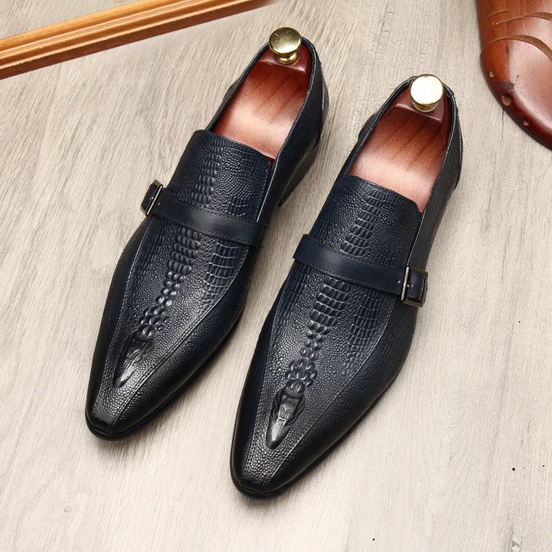 Men's Formal Croc Pattern Dress Loafers: Stylish Pointed Toe Wedding Shoesyes