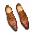 Men's Formal Croc Pattern Dress Loafers: Stylish Pointed Toe Wedding Shoesyes