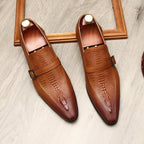 Men's Formal Croc Pattern Dress Loafers: Stylish Pointed Toe Wedding Shoesyes