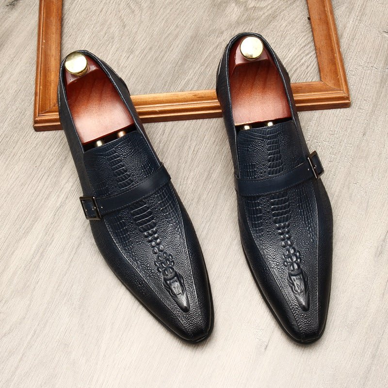 Men's Formal Croc Pattern Dress Loafers: Stylish Pointed Toe Wedding Shoesyes