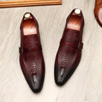 Men's Formal Croc Pattern Dress Loafers: Stylish Pointed Toe Wedding Shoesyes