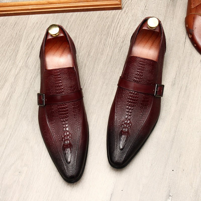 Men's Formal Croc Pattern Dress Loafers: Stylish Pointed Toe Wedding Shoesyes