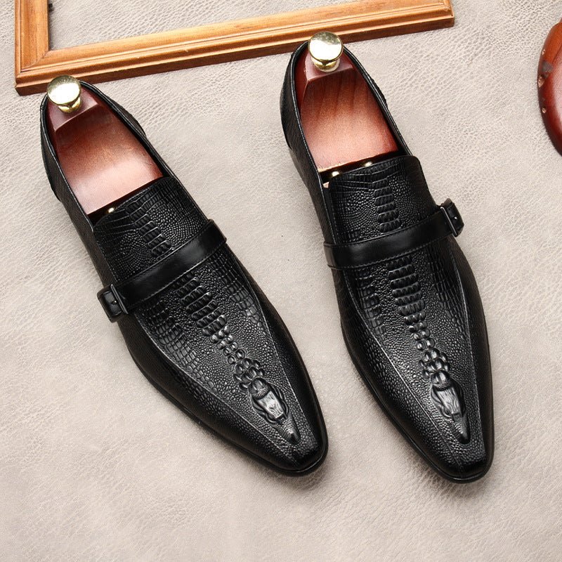 Men's Formal Croc Pattern Dress Loafers: Stylish Pointed Toe Wedding Shoesyes