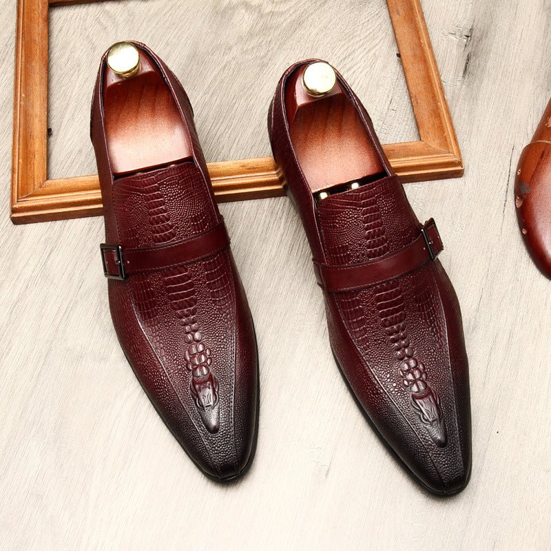 Men's Formal Croc Pattern Dress Loafers: Stylish Pointed Toe Wedding Shoesyes