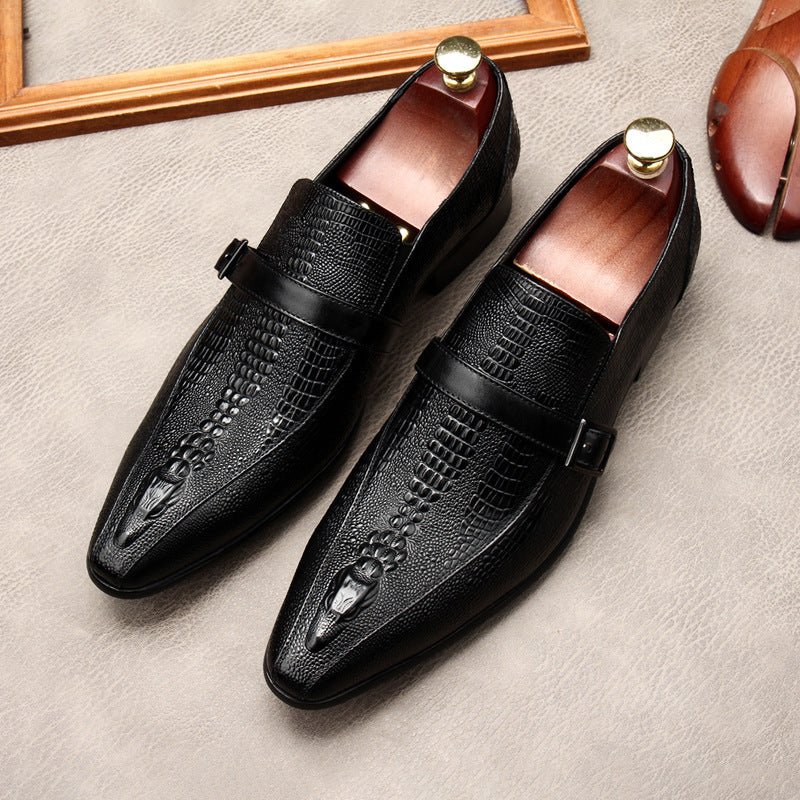 Men's Formal Croc Pattern Dress Loafers: Stylish Pointed Toe Wedding Shoesyes