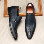 Men's Formal Croc Pattern Dress Loafers: Stylish Pointed Toe Wedding Shoesyes
