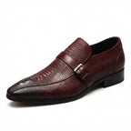 Men's Formal Croc Pattern Dress Loafers: Stylish Pointed Toe Wedding Shoesyes
