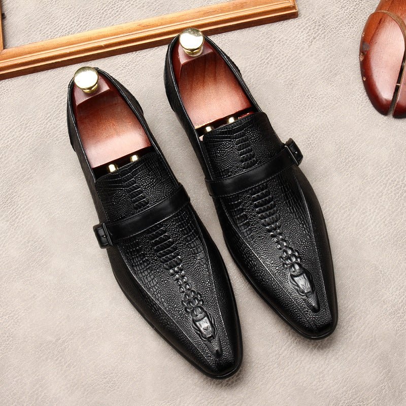 Men's Formal Croc Pattern Dress Loafers: Stylish Pointed Toe Wedding Shoesyes