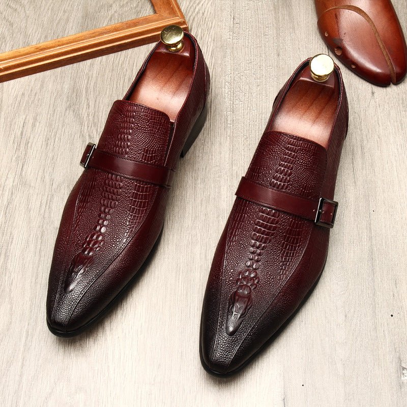 Men's Formal Croc Pattern Dress Loafers: Stylish Pointed Toe Wedding Shoesyes