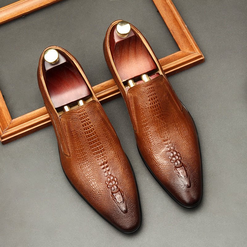 Men's Formal Crocodile Dress Shoes: Stylish Pointed Toe Wedding Loafersyes