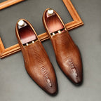 Men's Formal Crocodile Dress Shoes: Stylish Pointed Toe Wedding Loafersyes