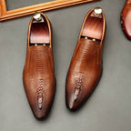 Men's Formal Crocodile Dress Shoes: Stylish Pointed Toe Wedding Loafersyes