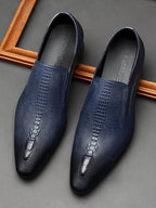 Men's Formal Crocodile Dress Shoes: Stylish Pointed Toe Wedding Loafersyes