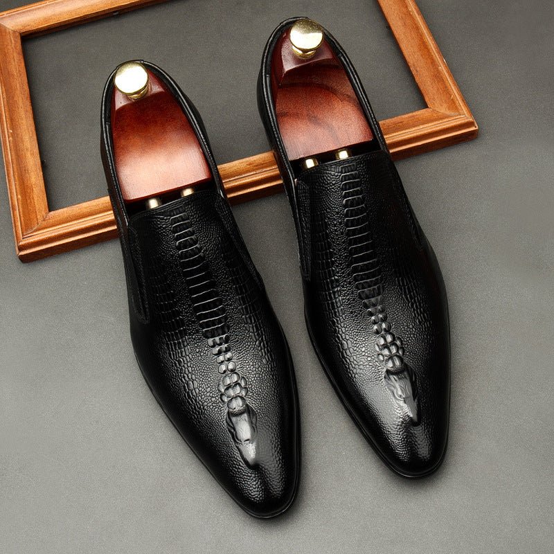 Men's Formal Crocodile Dress Shoes: Stylish Pointed Toe Wedding Loafersyes
